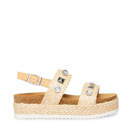 Light Brown Steve Madden Jgemston Raffia Kids' Platform Sandals | PH 4863MVQ